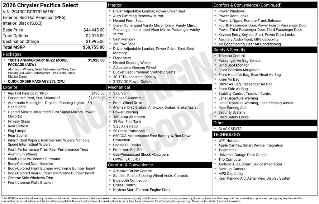 New 2026 Chrysler Pacifica Select FWD image 30