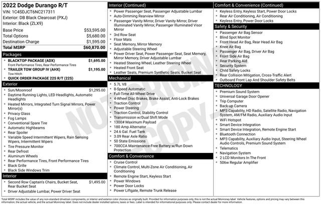 Used 2022 Dodge Durango R/T w/ Blacktop Package AWD/4WD image 3
