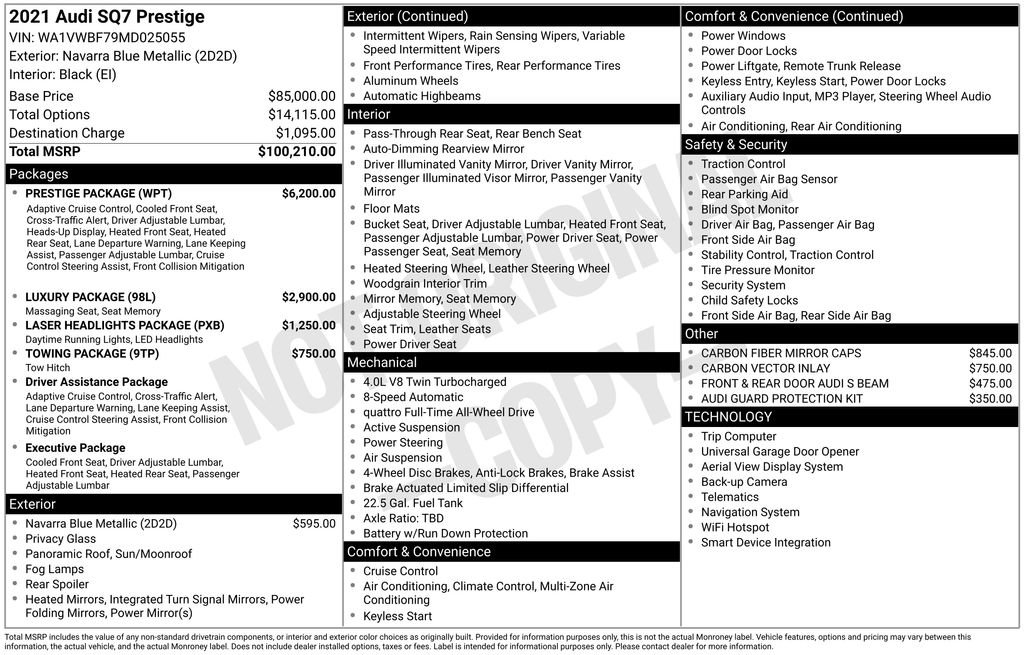 Used 2021 Audi SQ7 Prestige w/ Prestige Package image 13