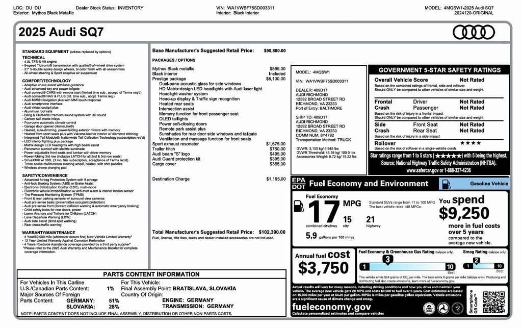 Used 2025 Audi SQ7 Prestige image 25