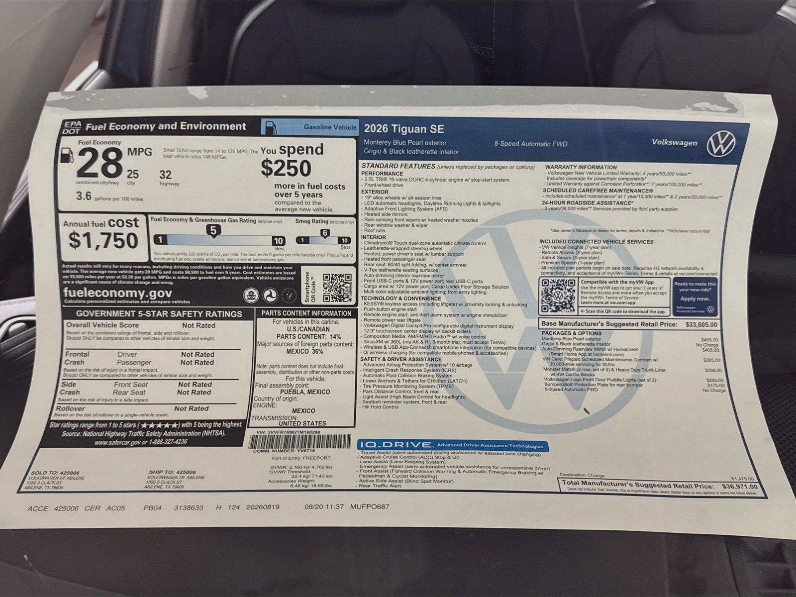 New 2026 Volkswagen Tiguan SE FWD image 19