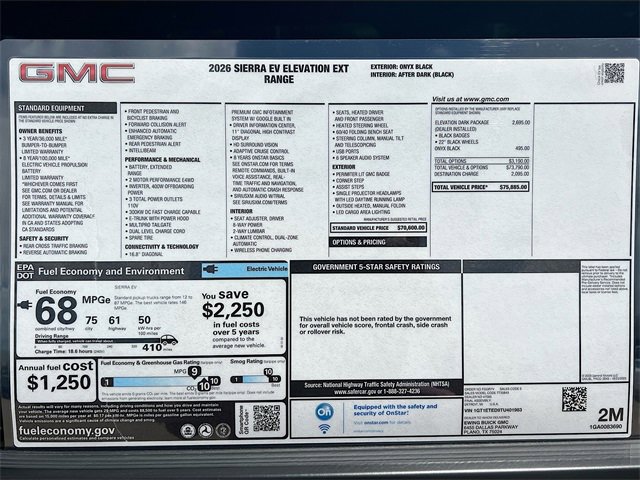 New 2026 GMC Sierra EV Elevation w/ LPO, Elevation Dark Package image 21