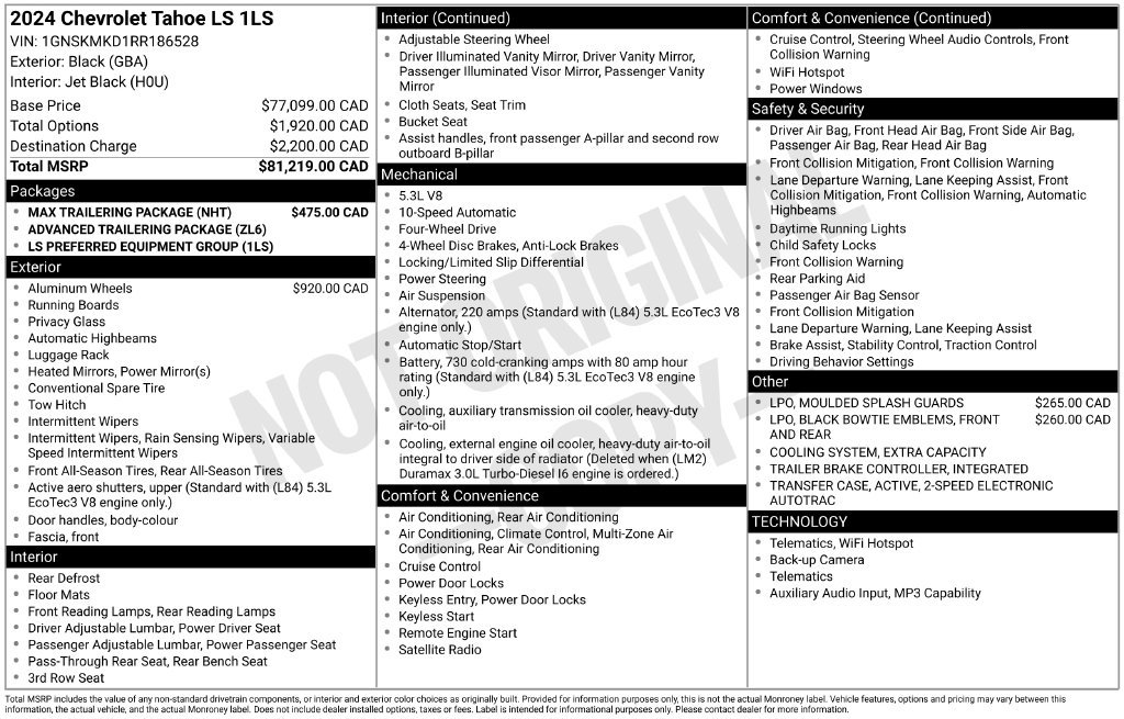 Used 2024 Chevrolet Tahoe LS w/ Max Trailering Package AWD/4WD image 5