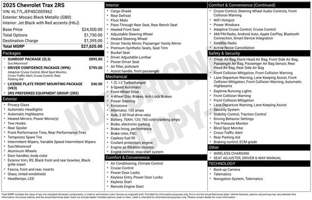 Used 2025 Chevrolet Trax RS w/ Sunroof Package FWD image 34