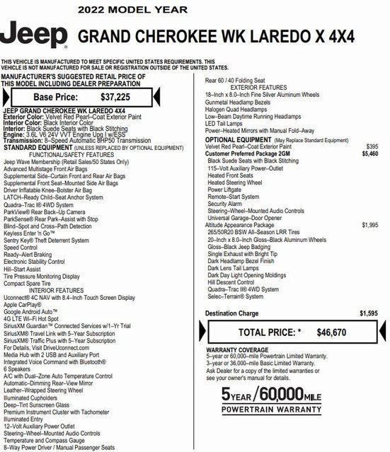 Used 2022 Jeep Grand Cherokee Laredo X image 2
