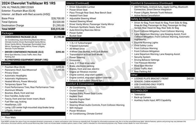 Certified 2024 Chevrolet TrailBlazer RS w/ Convenience Package image 42