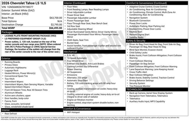 New 2026 Chevrolet Tahoe LS AWD/4WD image 3