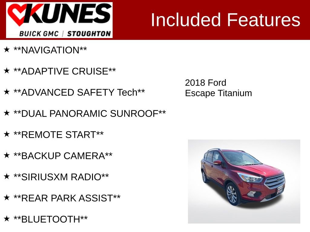 Used 2018 Ford Escape Titanium w/ Ford Safe & Smart Package AWD/4WD image 2