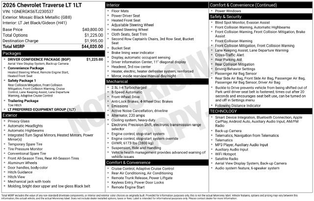 Used 2026 Chevrolet Traverse LT w/ Driver Confidence Package FWD image 12
