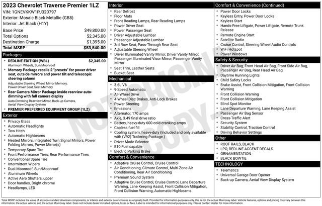 Used 2023 Chevrolet Traverse Premier w/ Redline Edition image 5