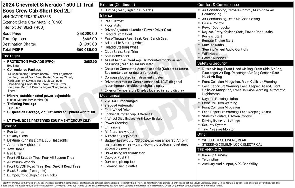 Used 2024 Chevrolet Silverado 1500 LT Trail Boss w/ Protection Package image 12