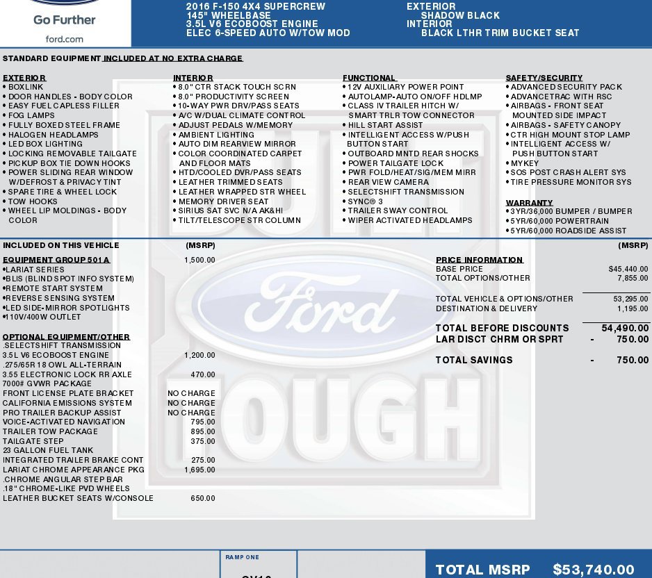 Used 2016 Ford F150 Lariat AWD/4WD image 2