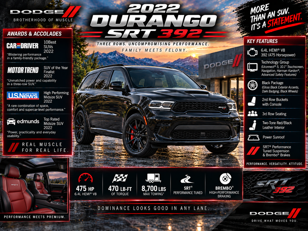 Used 2022 Dodge Durango SRT w/ Technology Group AWD/4WD image 2