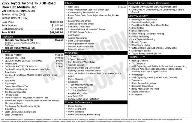 Certified 2022 Toyota Tacoma TRD Off-Road w/ Technology Package AWD/4WD image 32
