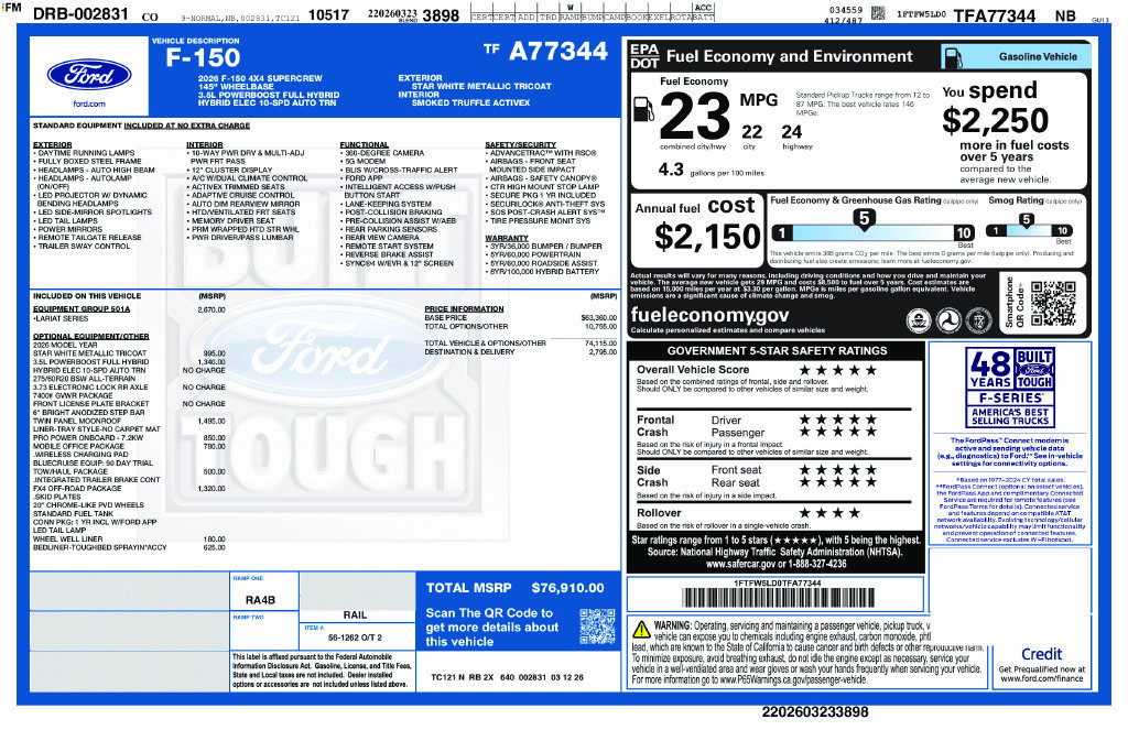 New 2026 Ford F150 Lariat w/ Equipment Group 501A Mid AWD/4WD image 33
