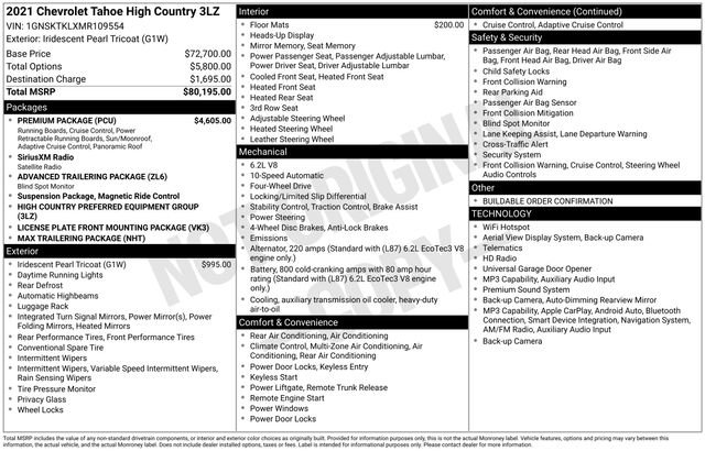 Used 2021 Chevrolet Tahoe High Country w/ Premium Package AWD/4WD image 34
