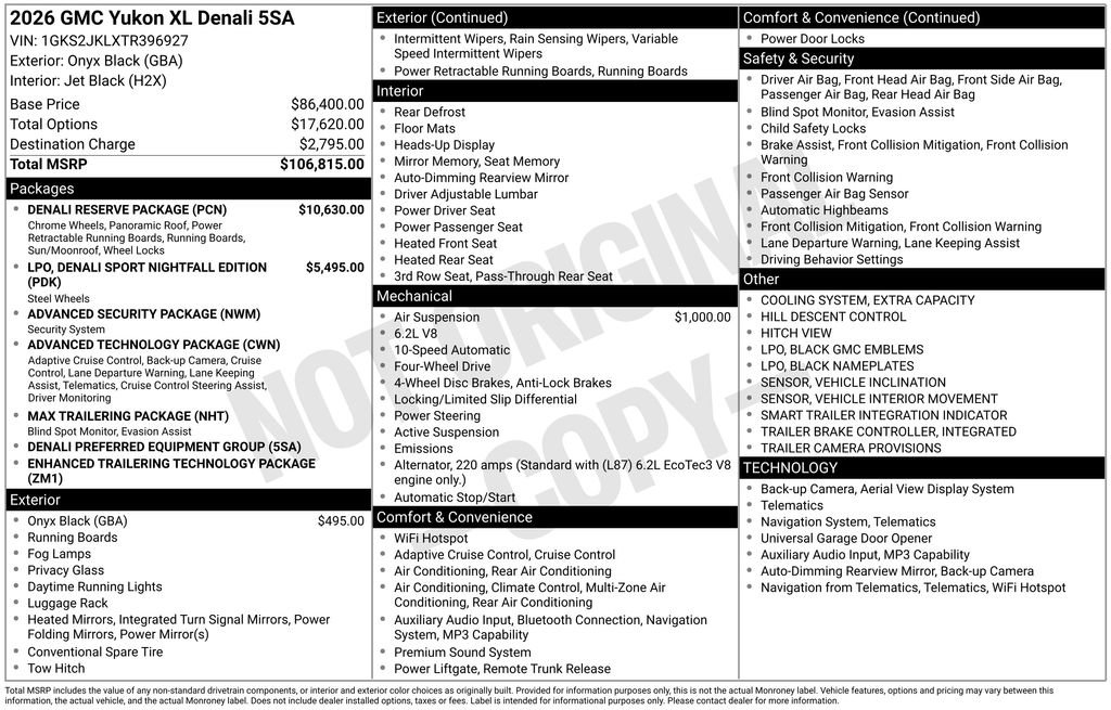 New 2026 GMC Yukon XL Denali w/ Denali Reserve Package AWD/4WD image 25