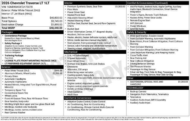 New 2026 Chevrolet Traverse LT image 31