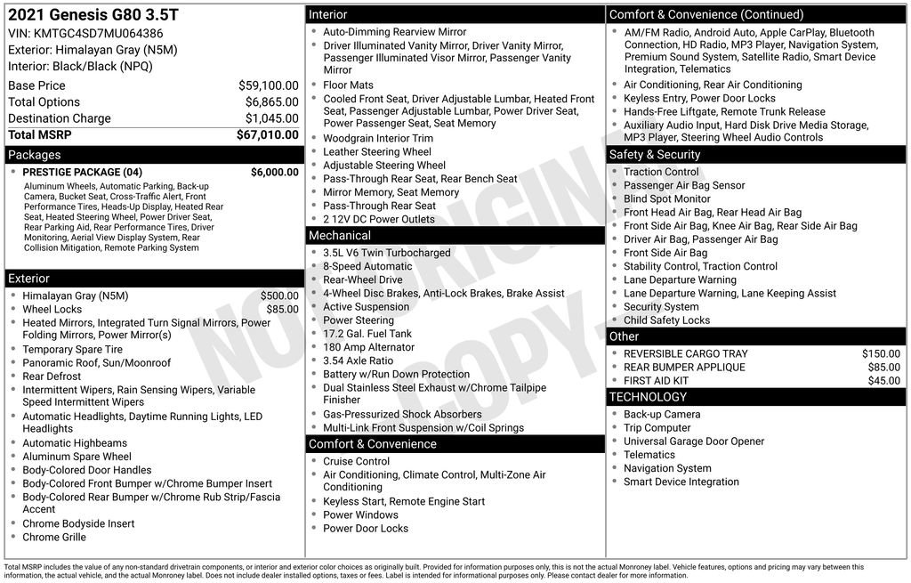 Used 2021 Genesis G80 3.5T w/ Prestige Package image 4