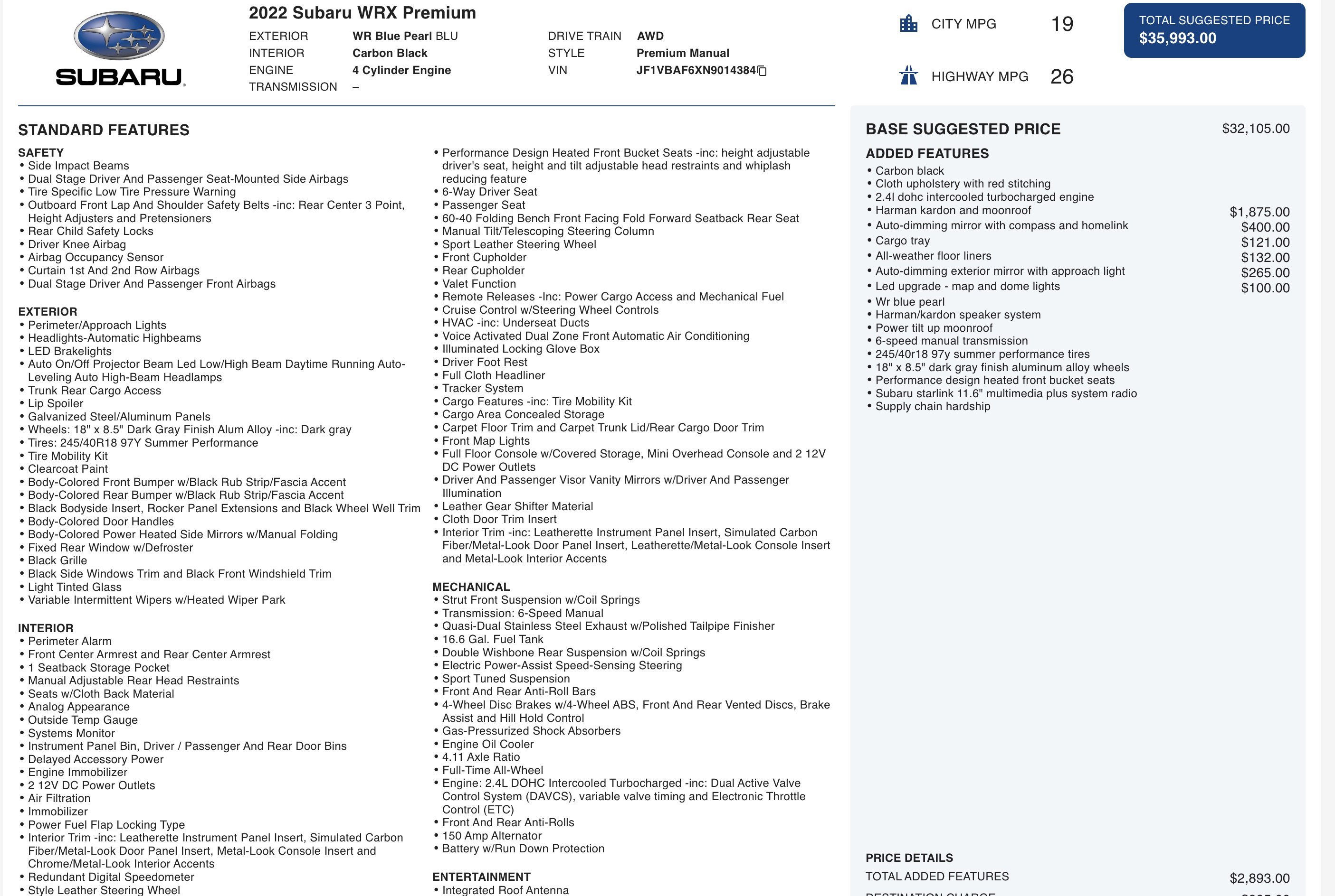 Used 2022 Subaru WRX Premium image 5