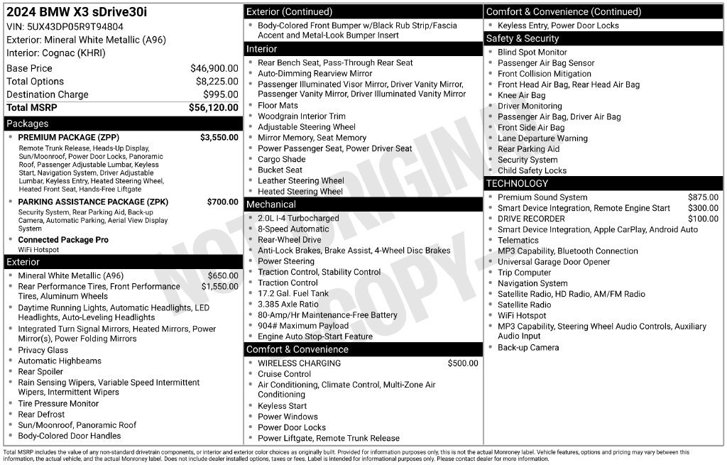 Certified 2024 BMW X3 sDrive30i w/ Premium Package RWD image 2