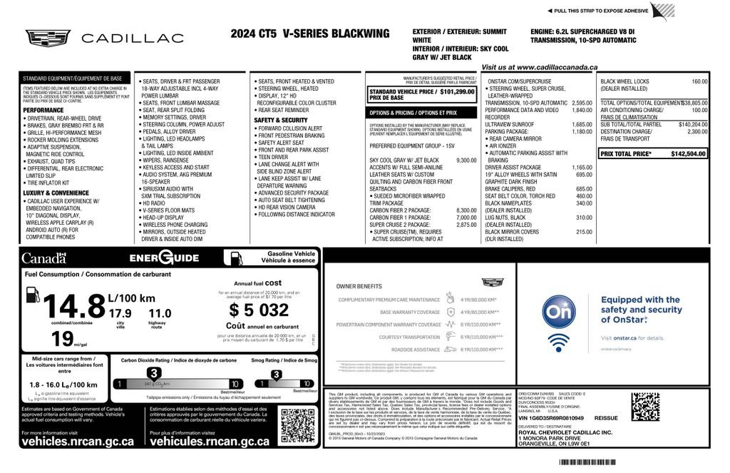 Used 2024 Cadillac CT5 V Blackwing w/ Carbon Fibre Package 2 RWD image 2