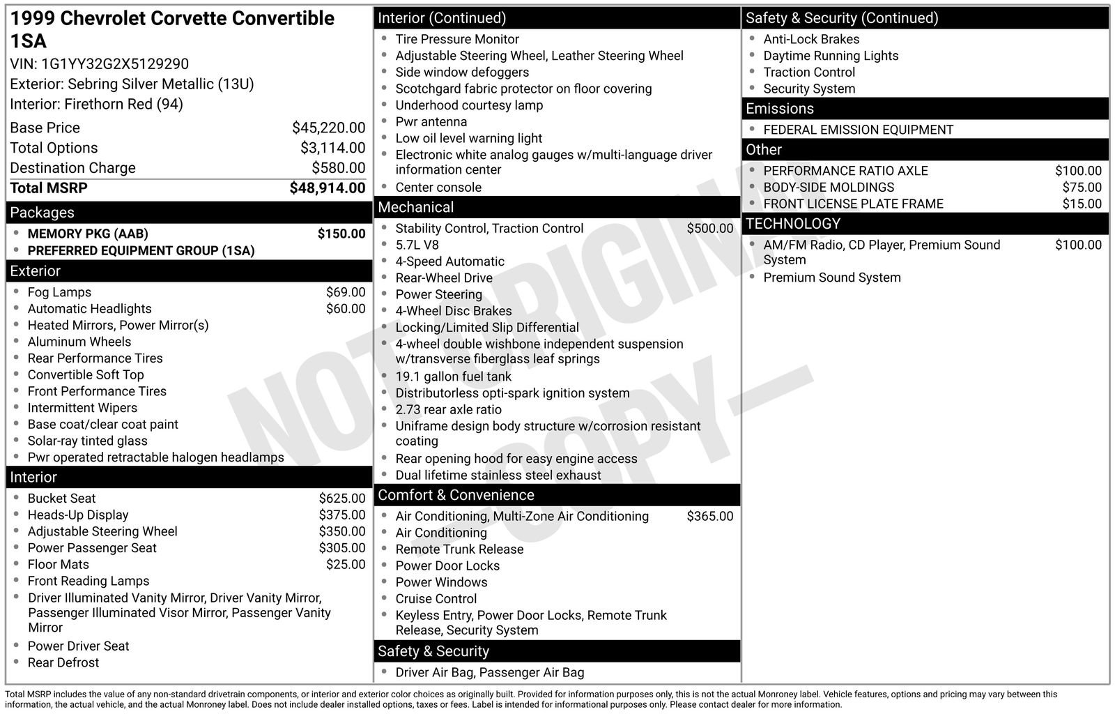 Used 1999 Chevrolet Corvette Convertible w/ Memory Pkg image 4