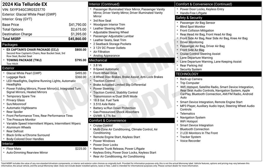 Used 2024 Kia Telluride EX w/ EX Captain's Chair Package FWD image 5