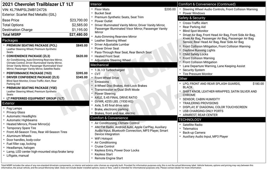 Used 2021 Chevrolet TrailBlazer LT w/ Premium Seating Package image 10