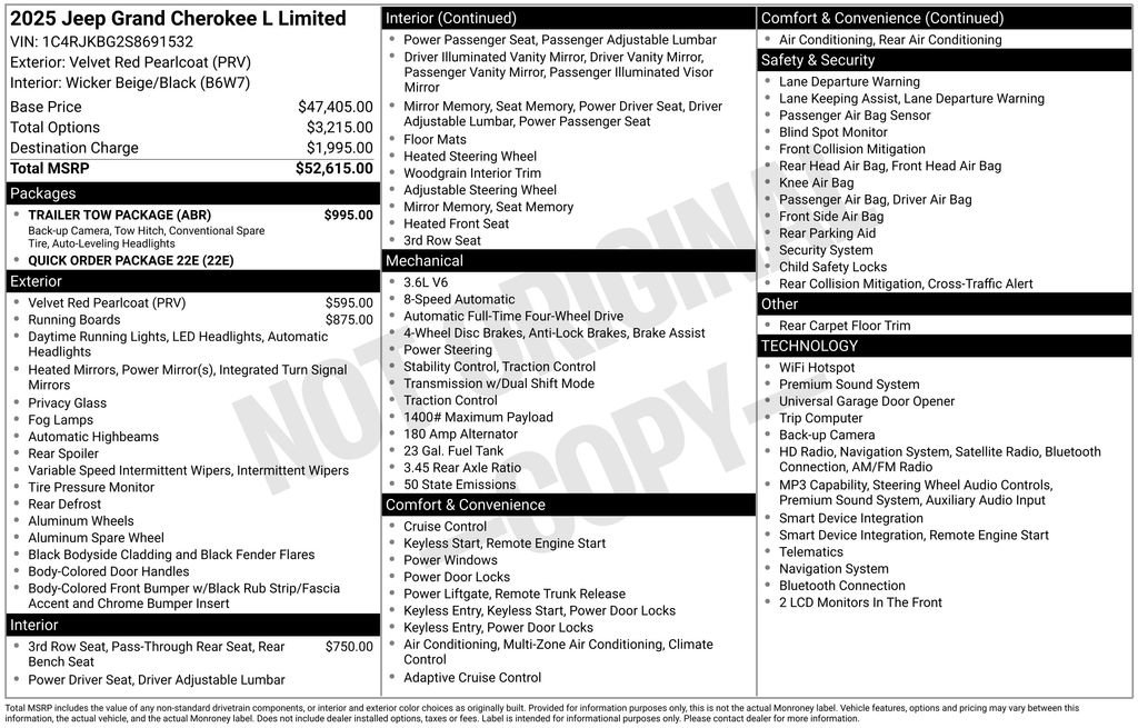 Used 2025 Jeep Grand Cherokee L Limited w/ Trailer Tow Package AWD/4WD image 7
