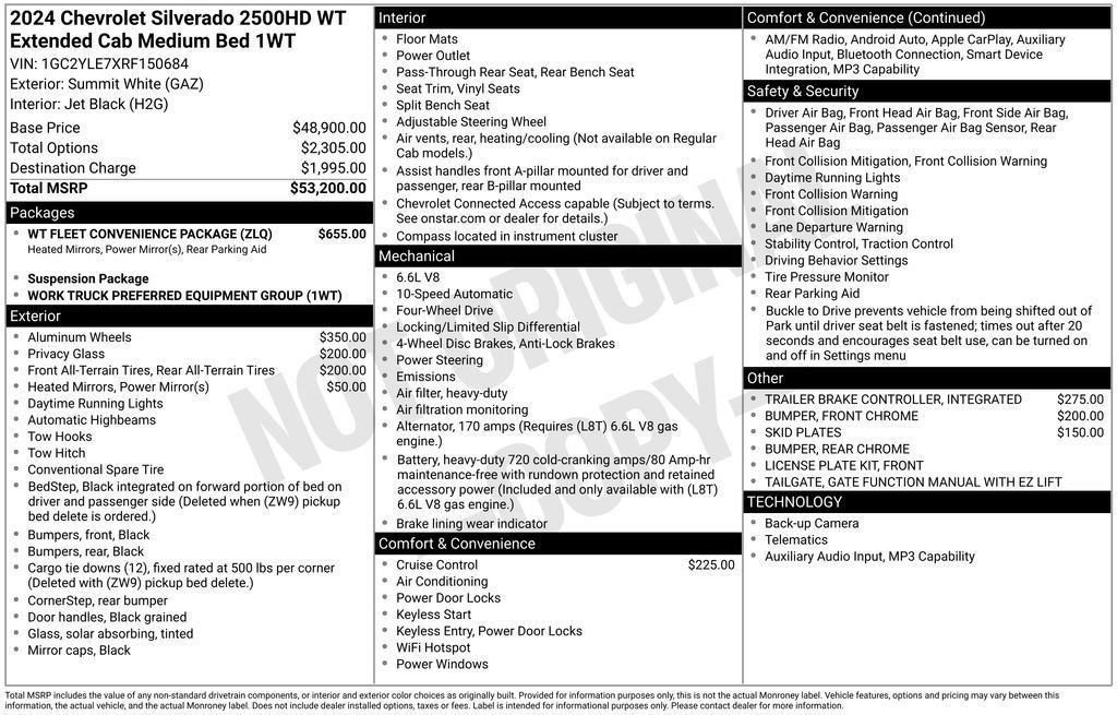 Used 2024 Chevrolet Silverado 2500 W/T w/ WT Fleet Convenience Package AWD/4WD image 54
