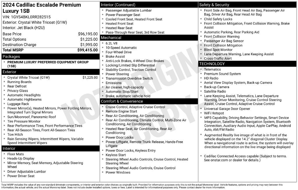 Certified 2024 Cadillac Escalade Premium Luxury AWD/4WD image 35