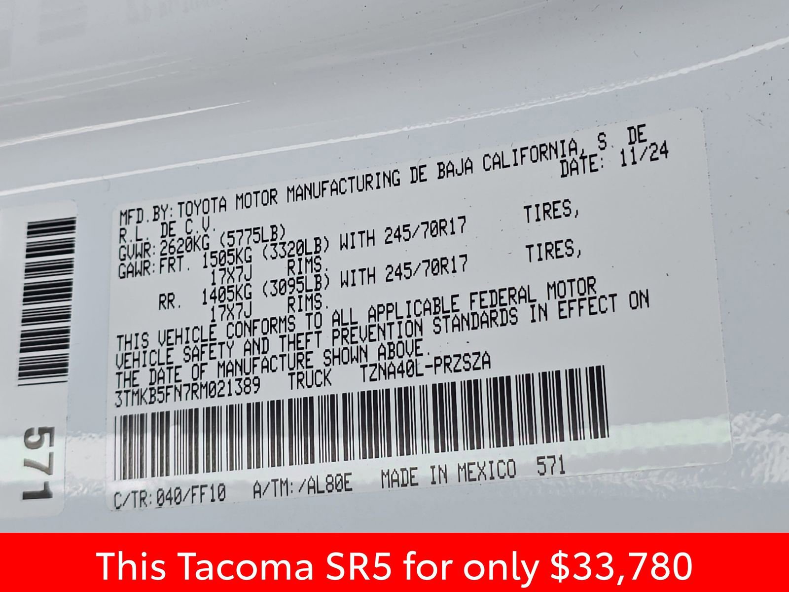 Used 2024 Toyota Tacoma SR5 RWD image 40
