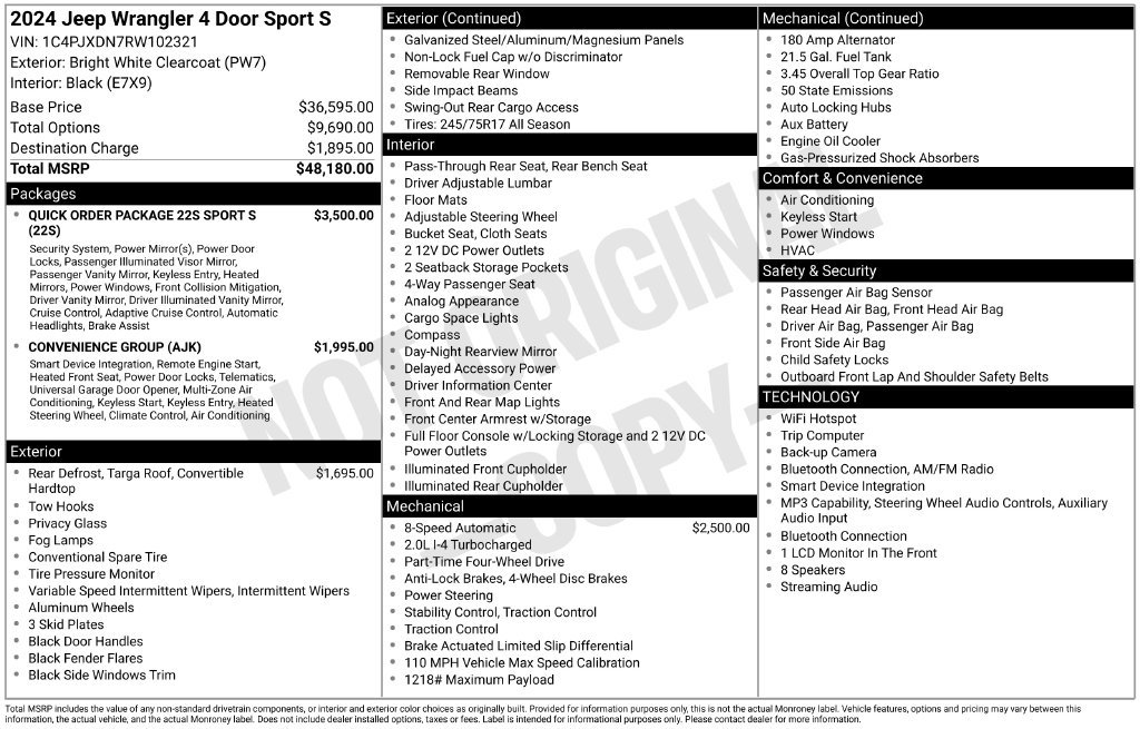 Used 2024 Jeep Wrangler Unlimited Sport AWD/4WD image 4