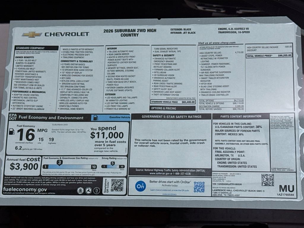 New 2026 Chevrolet Suburban High Country image 20