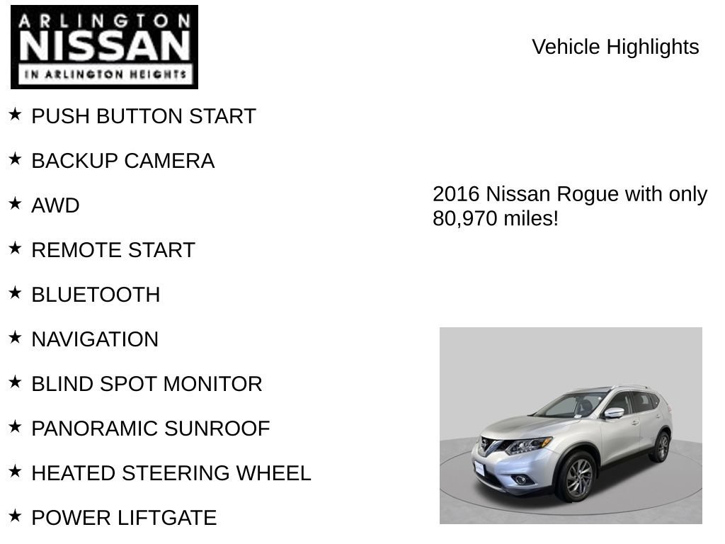 Used 2016 Nissan Rogue SL w/ SL Premium Package AWD/4WD image 7