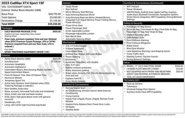 Certified 2023 Cadillac XT4 Sport w/ Cold Weather Package FWD image 36