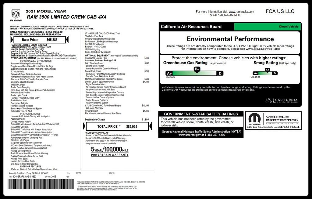 Certified 2021 RAM 3500 Limited AWD/4WD image 1