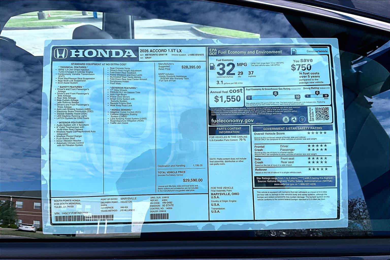 New 2026 Honda Accord LX image 22