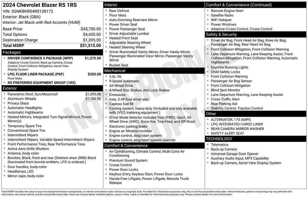 Used 2024 Chevrolet Blazer RS w/ Driver Confidence II Package image 4