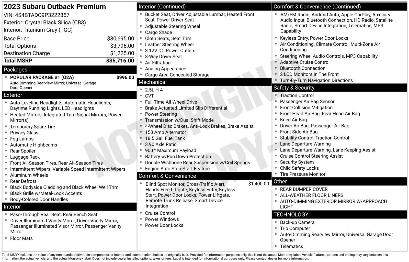 Used 2023 Subaru Outback Premium w/ Popular Package #1 AWD/4WD image 2