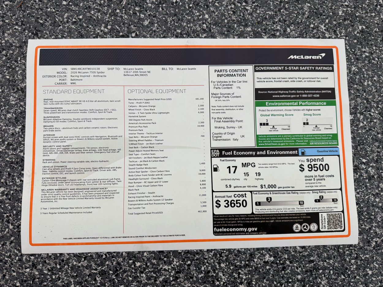 New 2026 McLaren 750S Spider RWD image 50