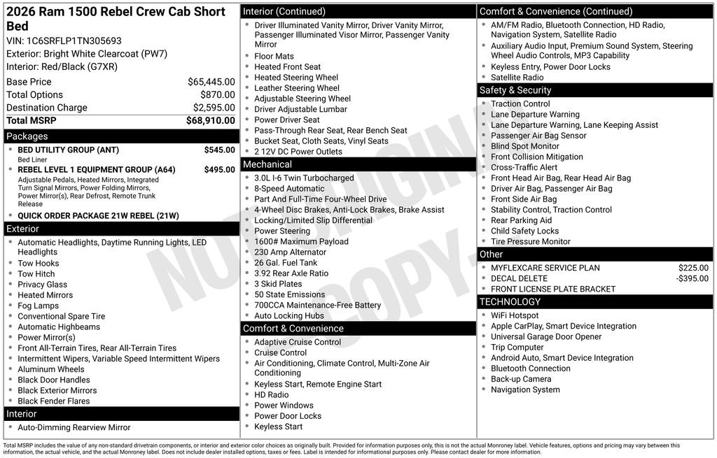 New 2026 RAM 1500 Rebel w/ Bed Utility Group AWD/4WD image 6