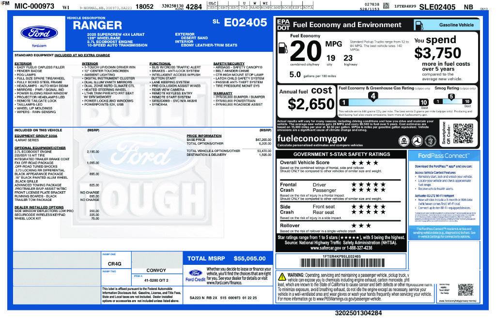 Used 2025 Ford Ranger Lariat w/ FX4 Off-Road Package AWD/4WD image 33