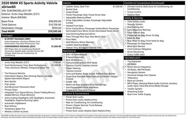 Used 2020 BMW X5 sDrive40i w/ M Sport Package RWD image 36