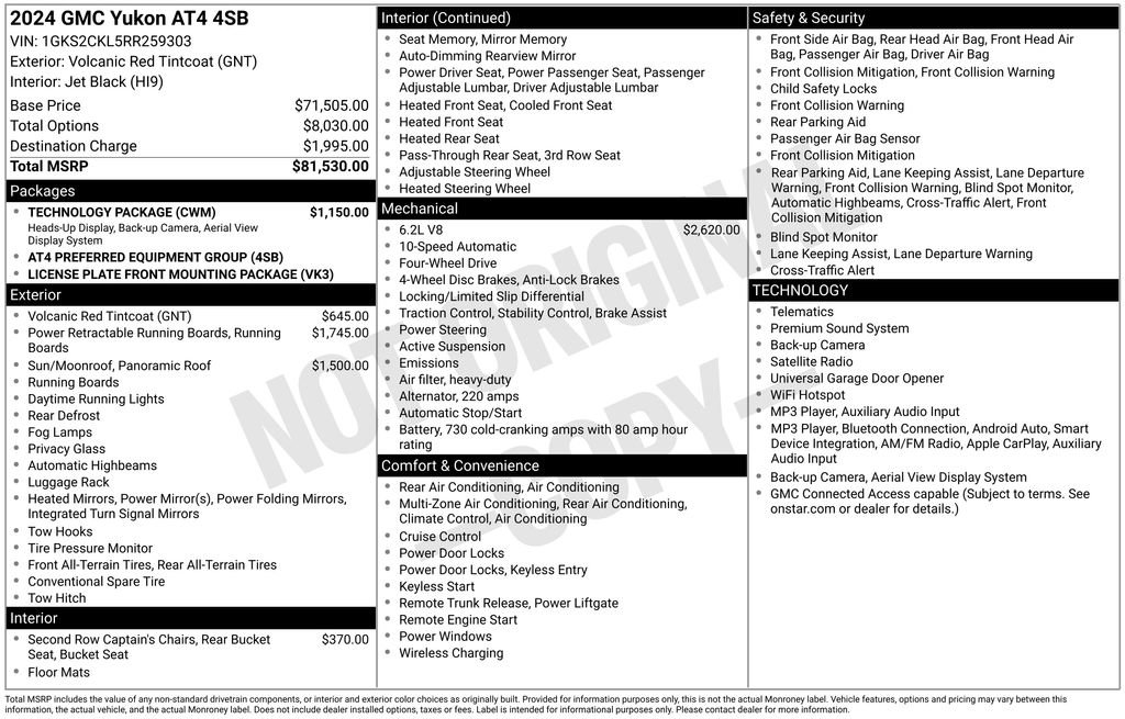 Used 2024 GMC Yukon AT4 w/ Technology Package AWD/4WD image 4
