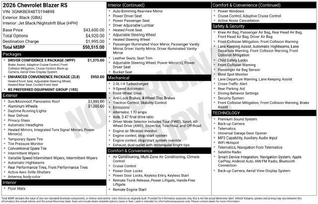 New 2026 Chevrolet Blazer RS w/ Driver Confidence II Package FWD image 35