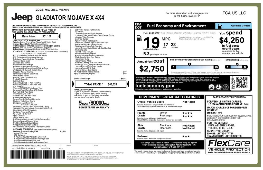Used 2025 Jeep Gladiator Mojave AWD/4WD image 4
