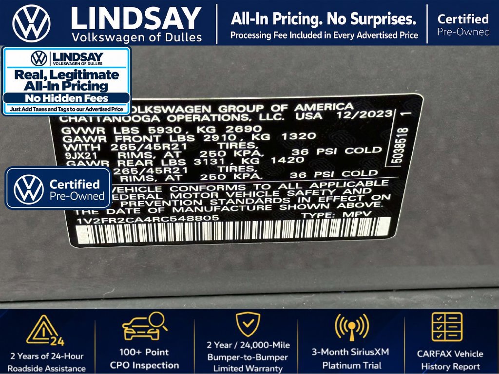 Used 2024 Volkswagen Atlas SEL Premium R-Line AWD/4WD image 27