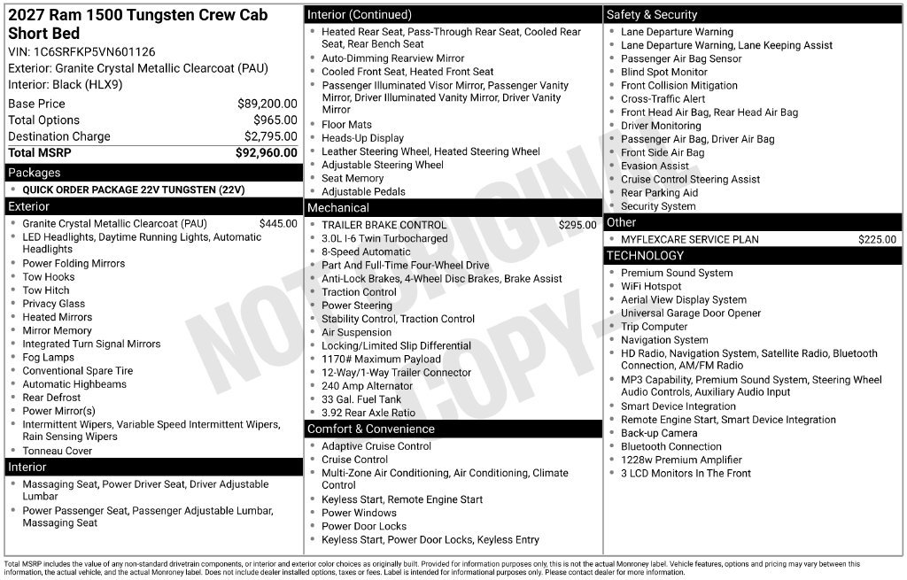 New 2027 RAM 1500 Tungsten AWD/4WD image 27